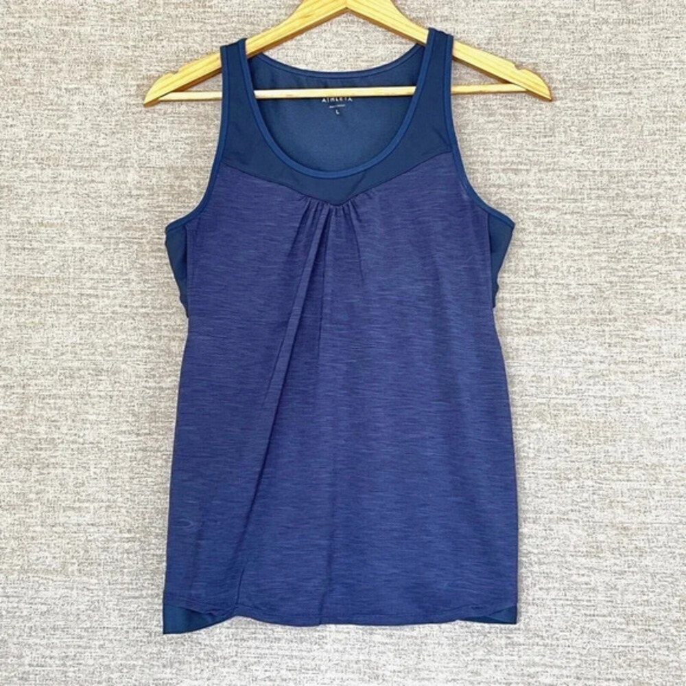 Athleta Gel Mesh Supercharged Tank Womens Size L Blue Sports Bra Built-In Active